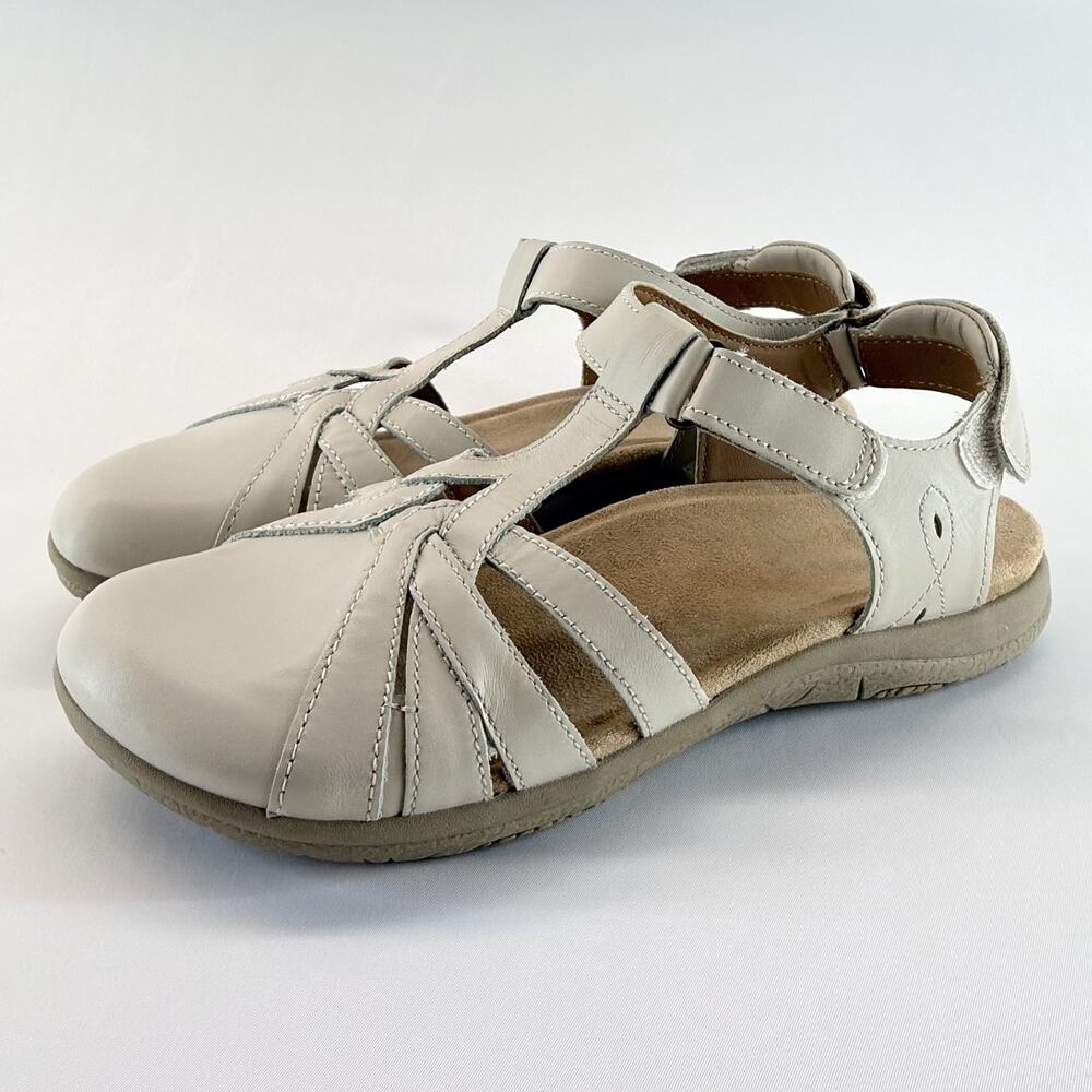 Earth Origins Women Sze 9 Sierra Closed-Toe Slingback Sandals Sand White Leather